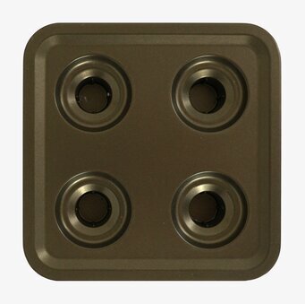 Bild av kvadratisk ljuslykta i brons med fyra öppningar