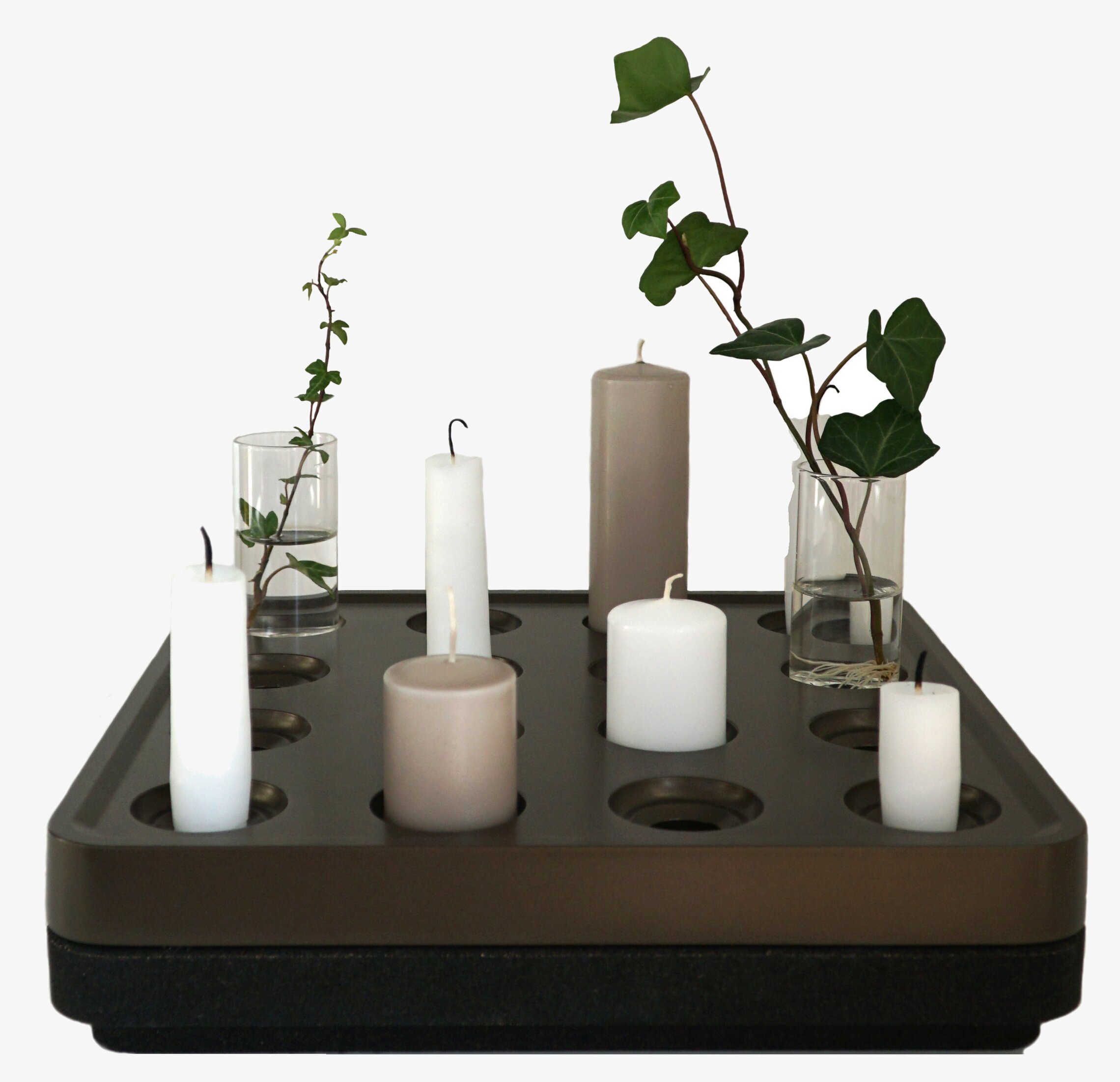 Bild på elegant ljusbricka med stämningsfull design