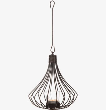 Bild av elegant droppformad ljuslykta i metalltråd