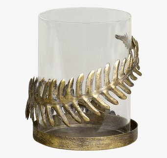 Bild av elegant ljushållare i glas och antik mässing