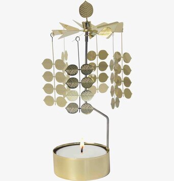 Foto av elegant guldfärgad ljuslykta med änglaspel