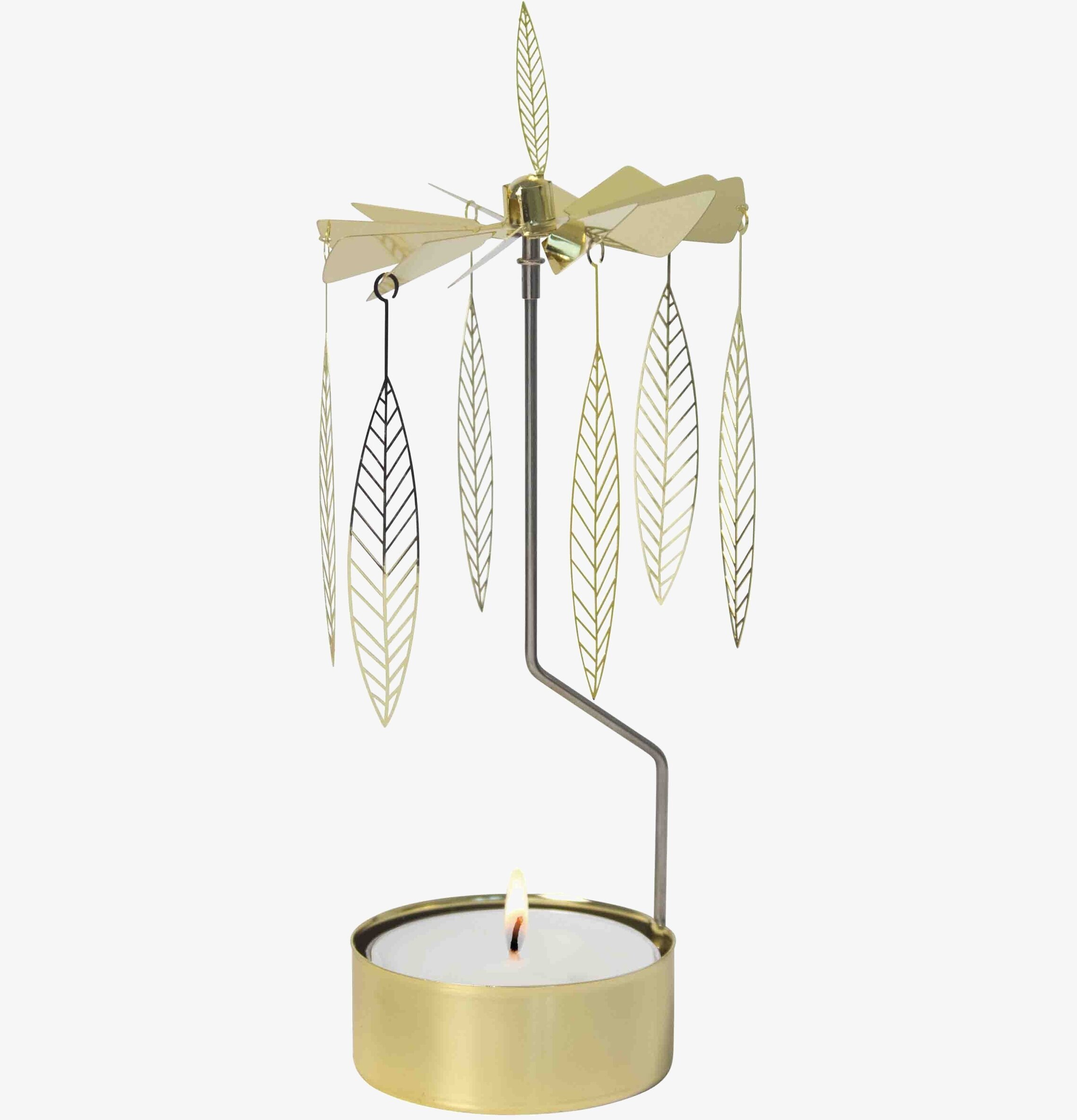 Bild av en elegant och snurrande ljuslykta i metall