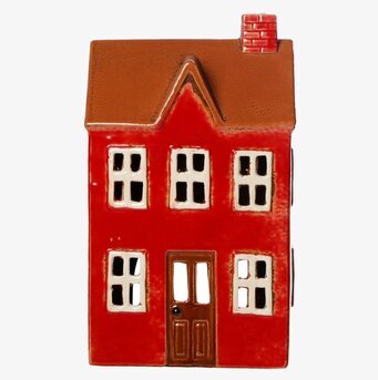Ljuslykta Hus Röd 21.5cm från Det Gamle Apotek, keramik