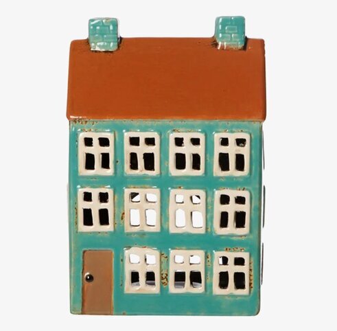 Ljuslykta Hus Turkos/Grön från Det Gamle Apotek i keramik