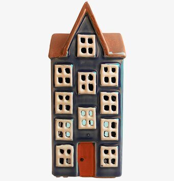 Ljuslykta Hus Blå från Det Gamle Apotek med terrakottatak