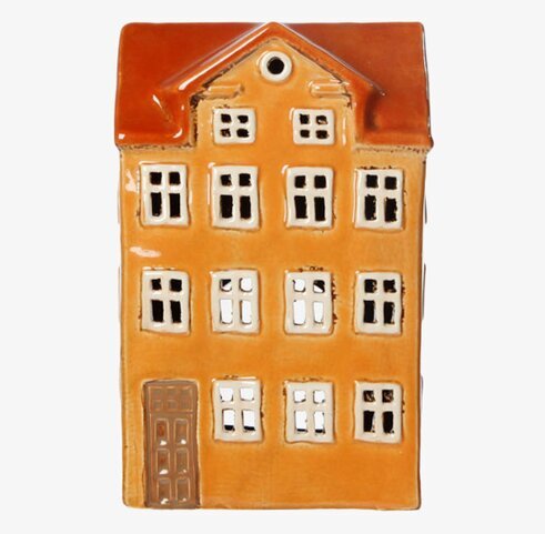 Ljuslykta Hus Gul 18.5cm från Det Gamle Apotek, detaljrik