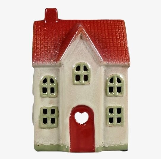 Ljuslykta Hus Beige från Det Gamle Apotek i keramik