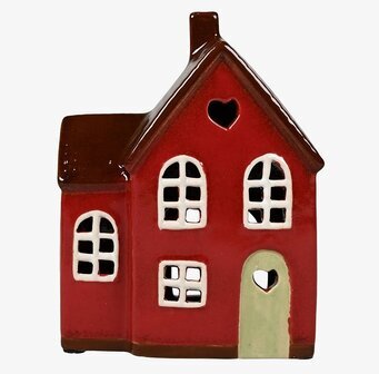 Ljuslykta Hus Röd från Det Gamle Apotek med rött keramikhus