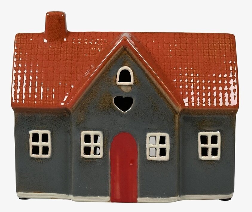 Ljuslykta Hus Grå/Blå från Det Gamle Apotek med detaljer