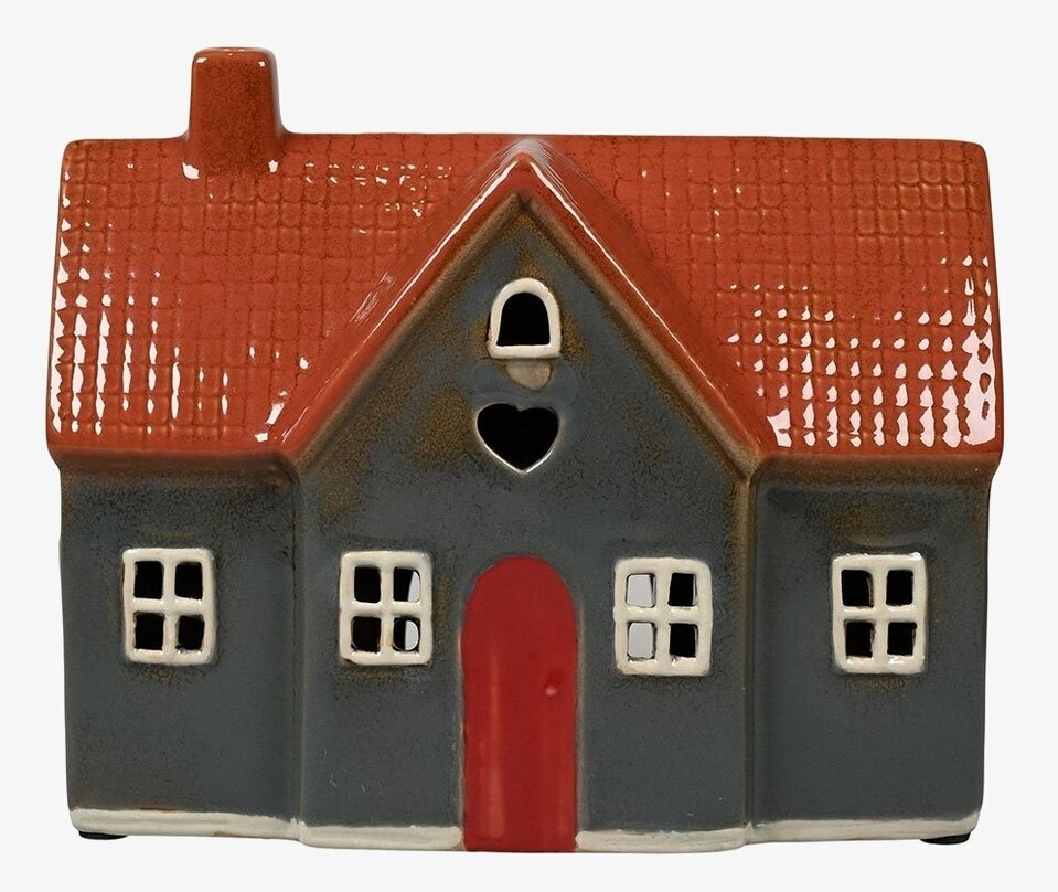 Ljuslykta Hus Grå/Blå från Det Gamle Apotek med detaljer