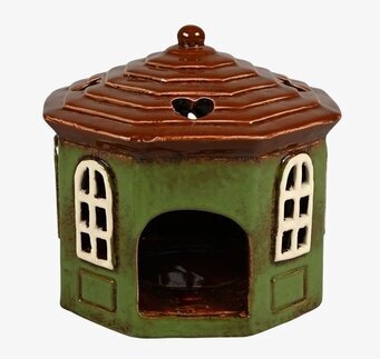 Ljuslykta Hus Grön från Det Gamle Apotek i keramik