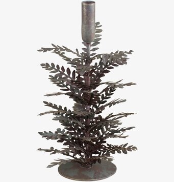 Bild av ljusstake med blad i antik mässingsdesign