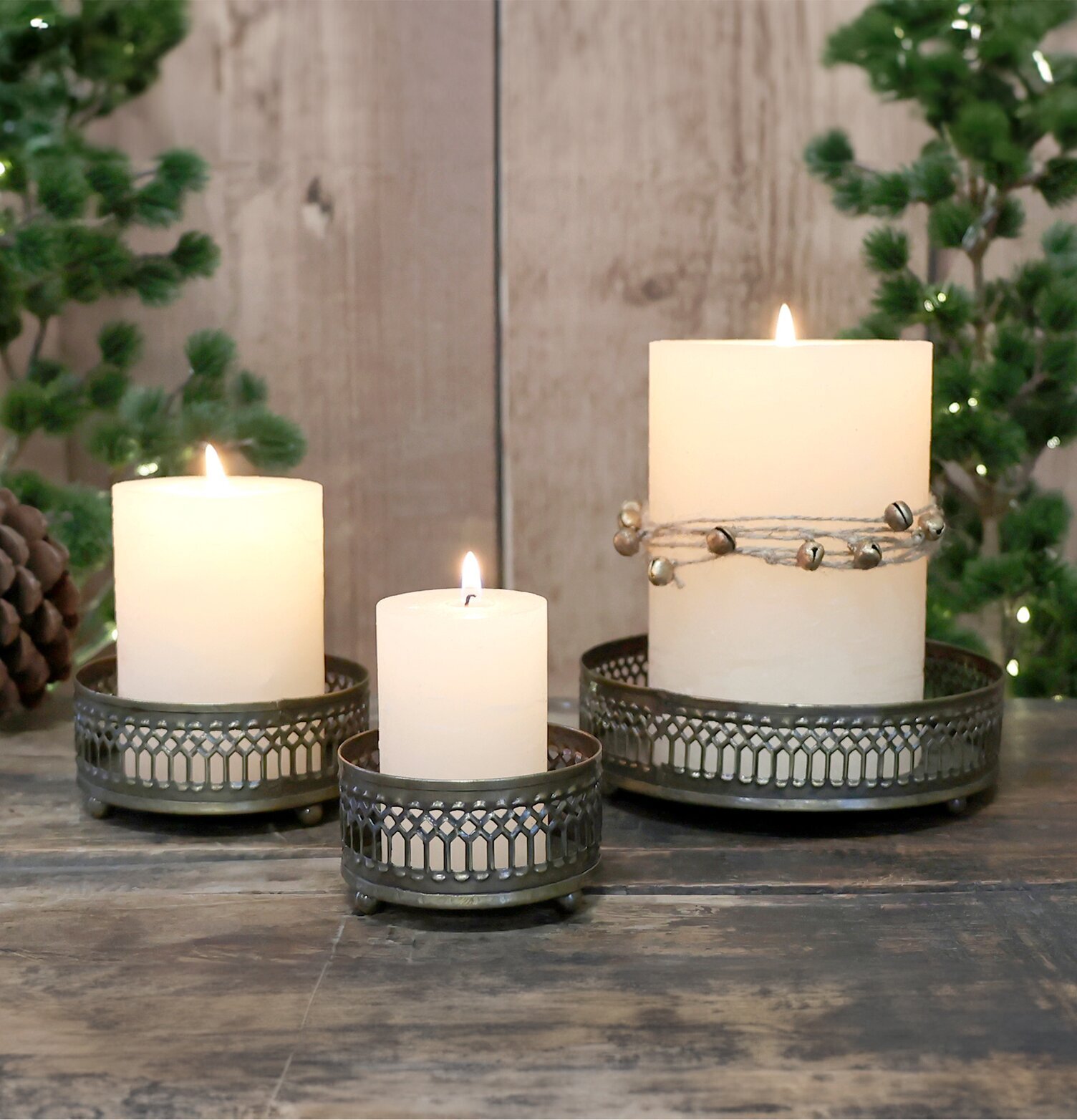 Fat Med Mönster Set/3 Antik Mässing från Chic Antique på bord