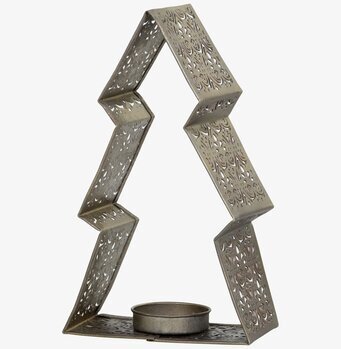 Foto av ljushållare i antik mässing, granformad design