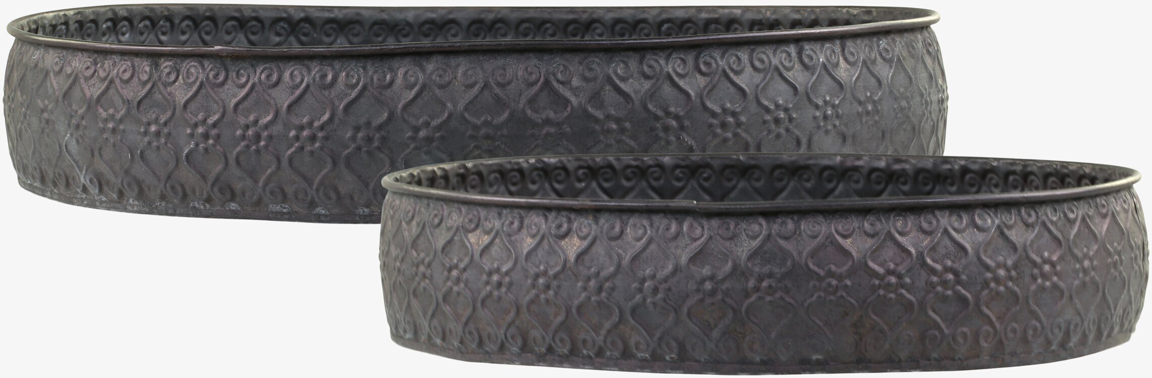 Bild av dekorationsfat i antiksvart metall med mönster