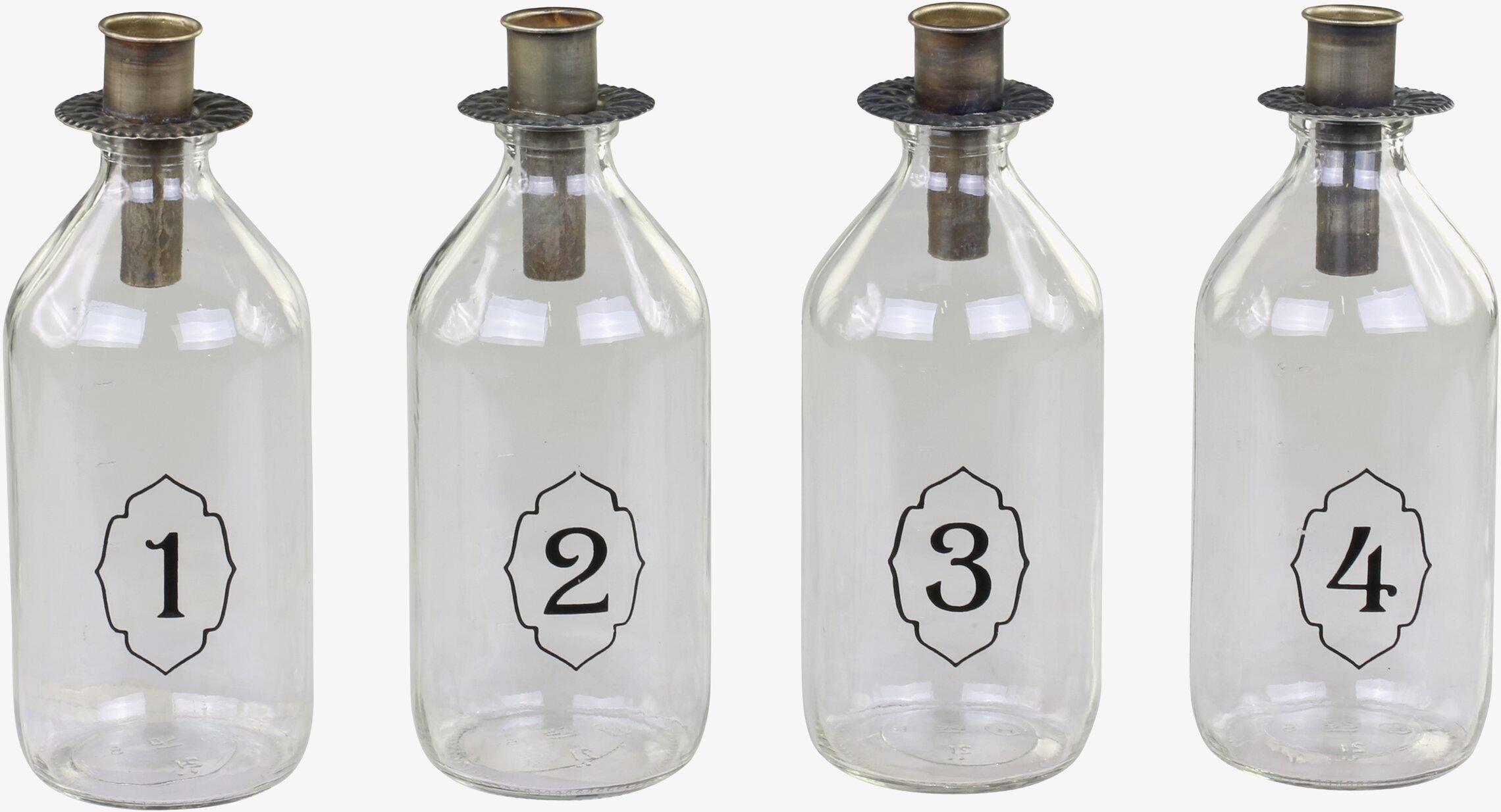 Adventsljusstake Set/4 Flaska Med Ljushållare från Chic Antique