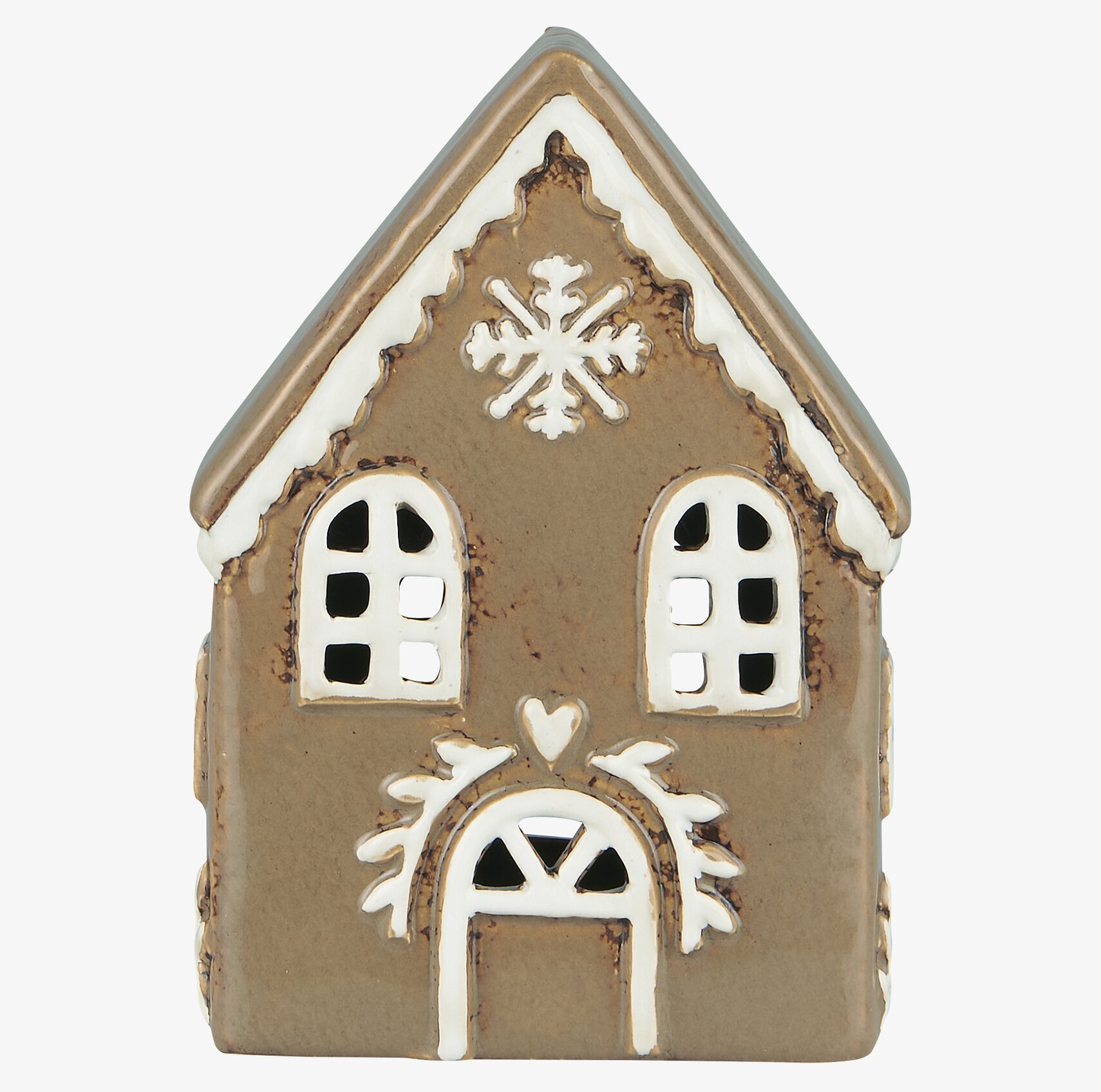 Ljuslykta Pepparkakshus Snöflinga från IB Laursen i keramik