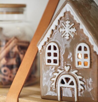 Ljuslykta Pepparkakshus Snöflinga IB Laursen Lyktor Endless Light Ljuslyktor