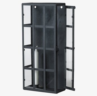 Bild av antiksvart väggljusstake i metall och glas