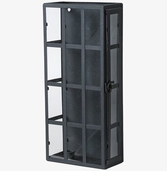 Bild av antiksvart väggljusstake med glas och metall