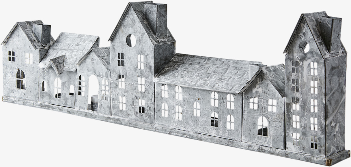 Ljuslykta Fenix Grå Large från Affari, formad som herrgård