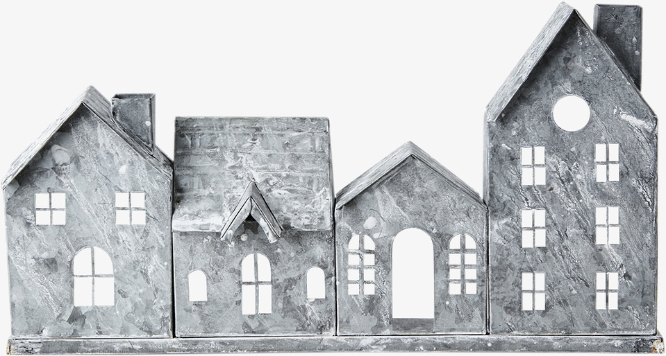 Ljuslykta Fenix Grå Medium från Affari i form av hus