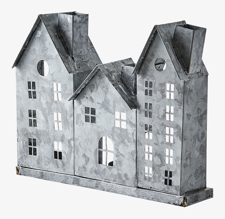 Ljuslykta Fenix Grå Small från Affari, trio av hus i metall