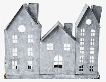 Bild av dekorativ ljuslykta i grå metallisk design