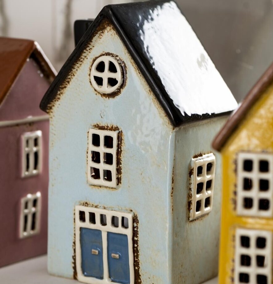 Ljuslykta Nyhavn Ljusblå från IB Laursen, miniatyrhusdesign