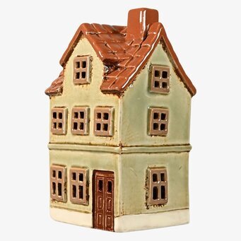 Ljuslykta Hus Grön 16cm från Det Gamle Apotek, keramik