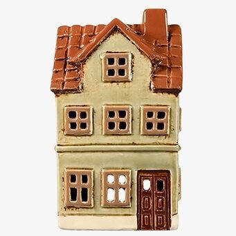 Ljuslykta Hus Grön 16cm från Det Gamle Apotek i keramik