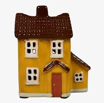 Ljuslykta Hus Gul från Det Gamle Apotek, gul keramiklykta