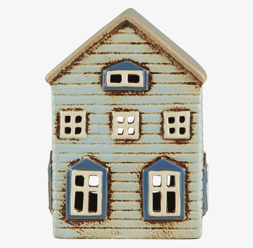 Ljuslykta Thorshavn Blå från IB Laursen i keramik som minihus