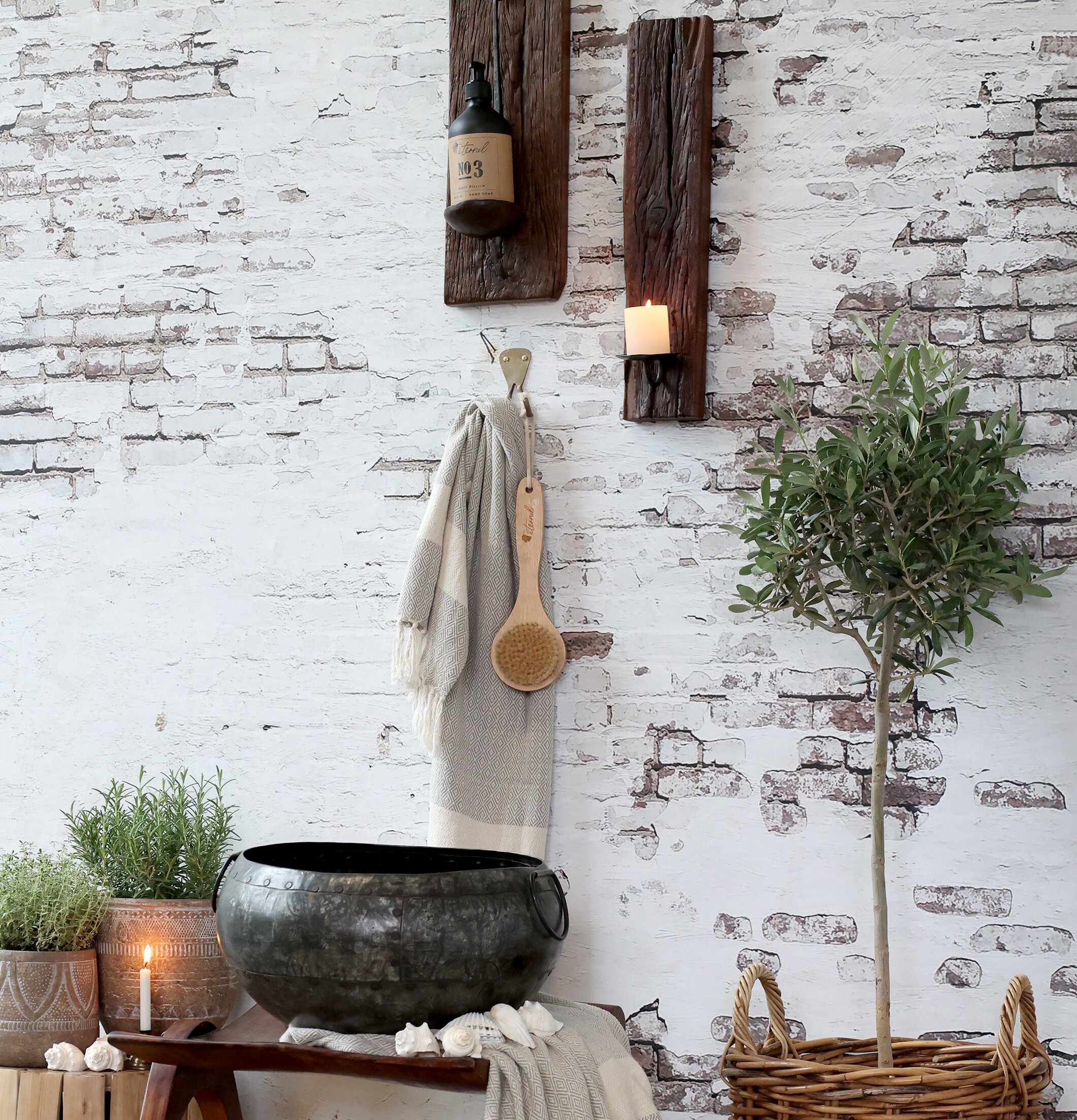 Väggljusstake Grimaud Natur H43cm från Chic Antique i trä