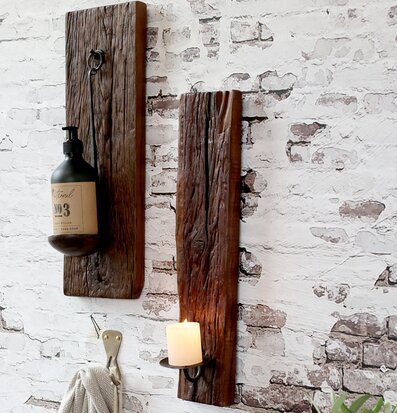 Bild av rustika väggljusstakar i hemtrevlig miljö