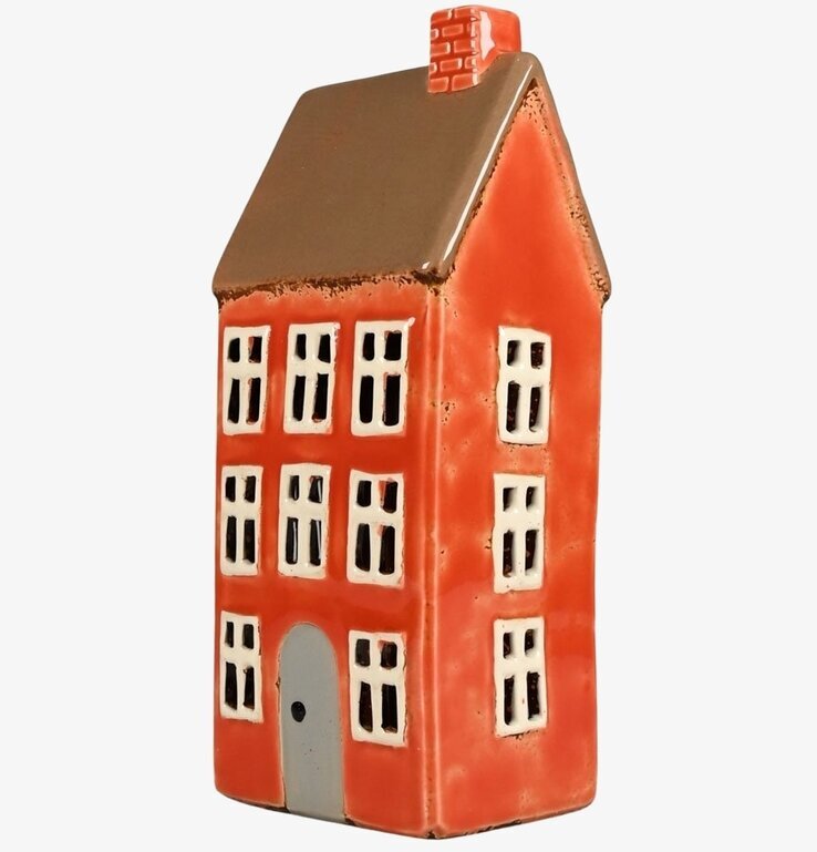 Ljuslykta Hus Orange från Det Gamle Apotek i keramik