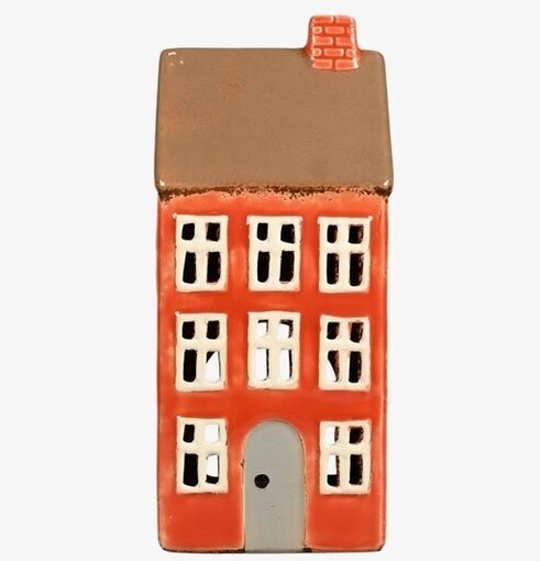 Ljuslykta Hus Orange från Det Gamle Apotek i keramik