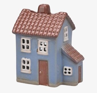 Ljuslykta Hus Blå från Det Gamle Apotek, blått hus med ljus