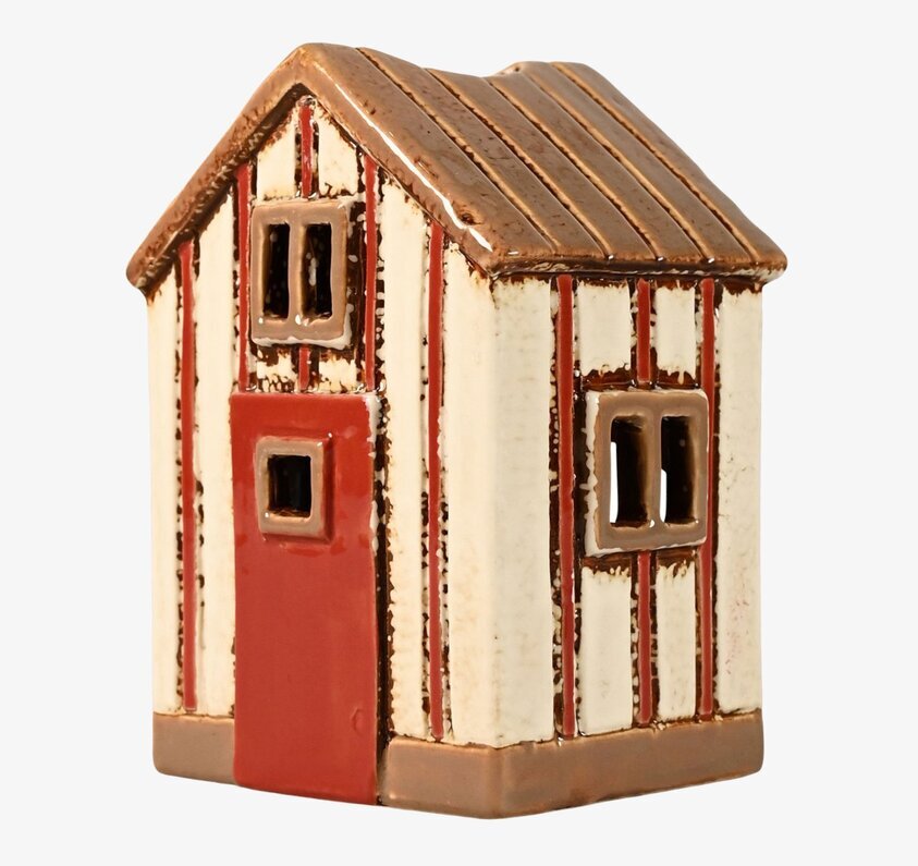 Ljuslykta Strandbod Creme/Röd från Det Gamle Apotek