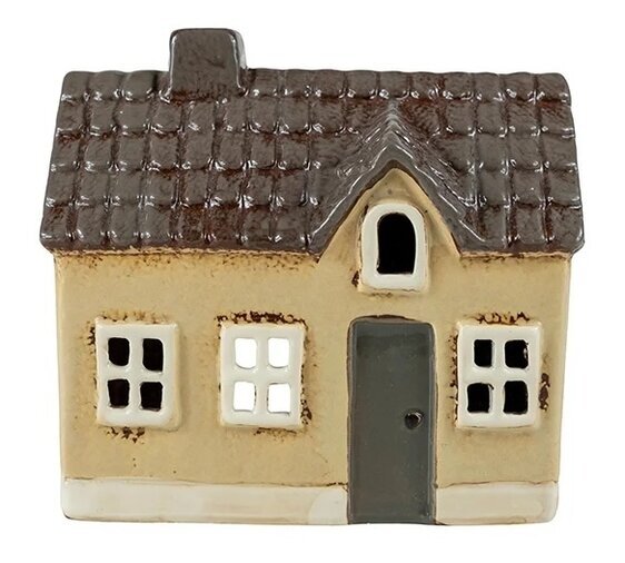 Ljuslykta Hus Beige från Det Gamle Apotek i keramik, beige