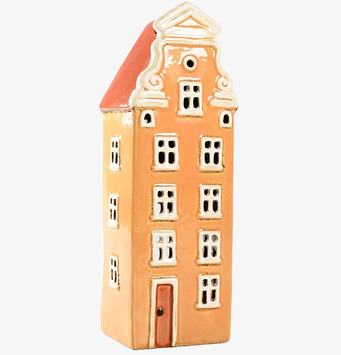 Ljuslykta Hus Gul från Det Gamle Apotek, gul med rött tak