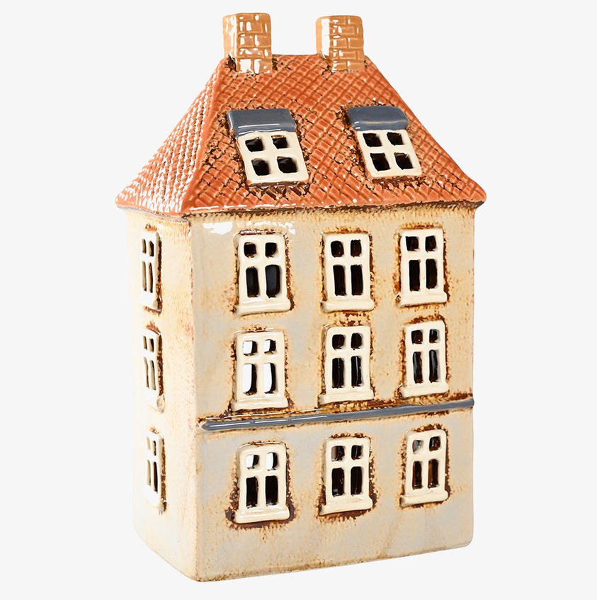 Ljuslykta Hus Beige från Det Gamle Apotek i keramik