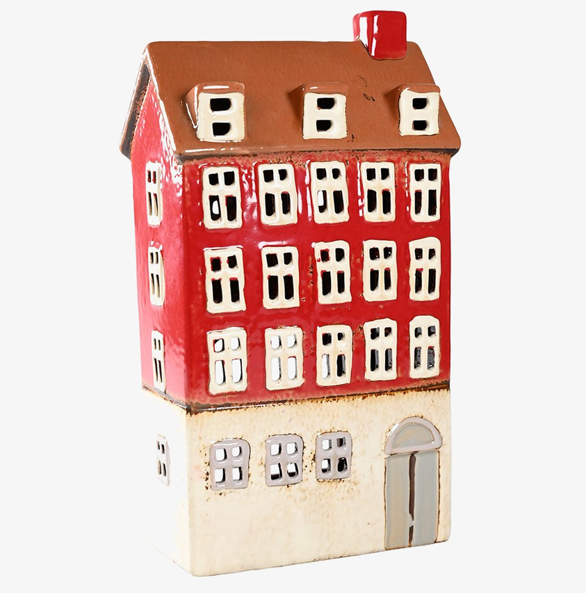 Ljuslykta Hus Röd från Det Gamle Apotek, keramik, husdesign