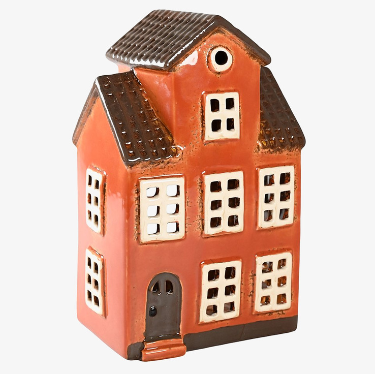 Ljuslykta Hus Orange från Det Gamle Apotek i keramik