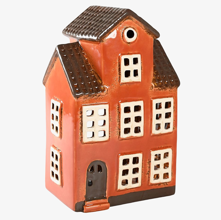 Ljuslykta Hus Orange från Det Gamle Apotek i keramik