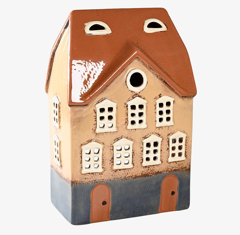 Ljuslykta Hus Beige från Det Gamle Apotek i keramik