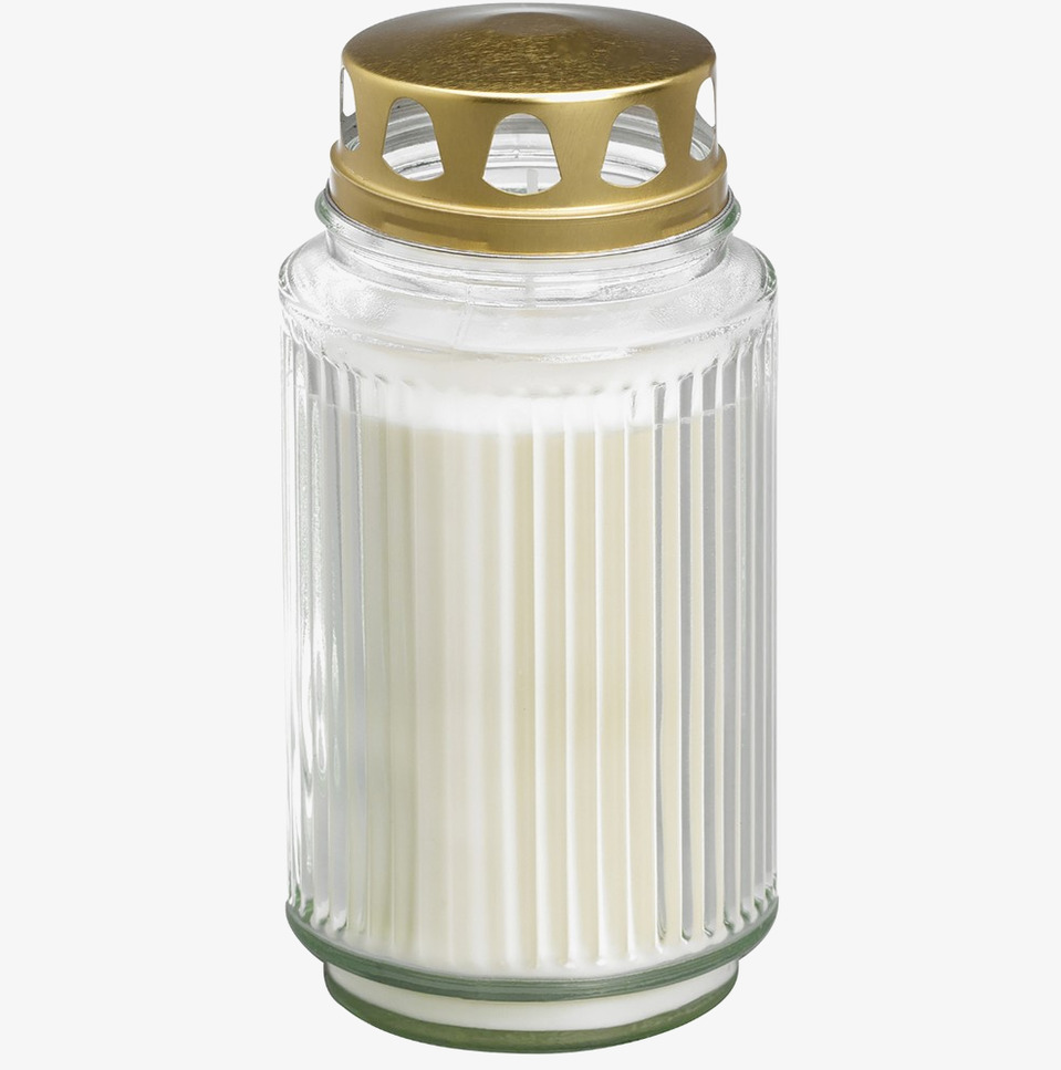 Bild av stilren och tidlös ljuslykta i glas och metall