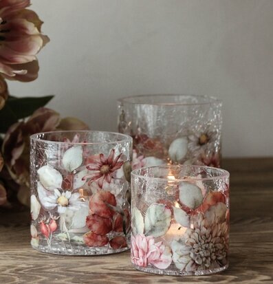 Ljuslykta Blossom 10x12cm från Majas Cottage med blommor