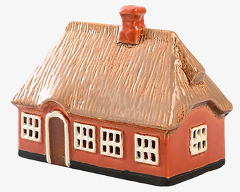 Ljuslykta Hus Röd från Det Gamle Apotek, keramik, röd fasad