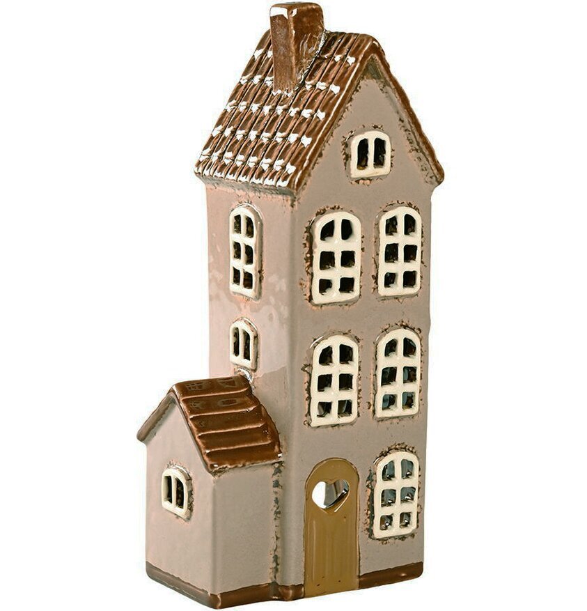 Ljuslykta Hus Brun/beige från Det Gamle Apotek, keramik
